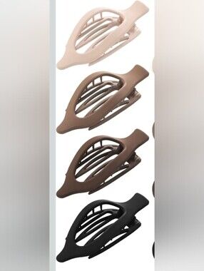 Neutral Tone Hair Claw Clip Set - Black, Brown, Light Brown , Cream Set Of 4 New